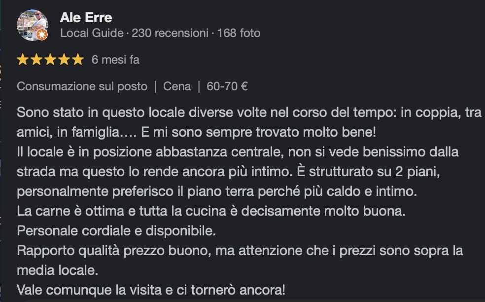 Recensione ristorante L'Antica di Como - Rizzi Alessandro