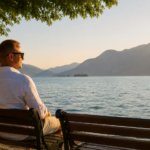 Essere presenti senza esserci: cosa significa davvero lasciare un segno Uomo seduto davanti a un lago al tramonto riflette sul valore della presenza e dei ricordi