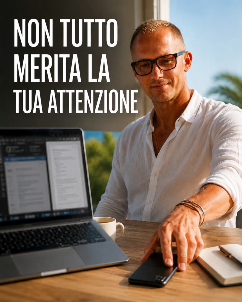 La vera libertà non è avere meno impegni. È poter scegliere cosa merita la nostra attenzione Persona mette da parte lo smartphone per proteggere la propria attenzione